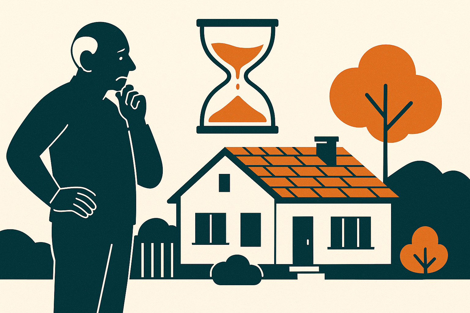 Editorial illustration for a property news story titled "Family home CGT exemption won't last to 2066, Phil Tarrant predicts". Summary: With the number of Australians over pension age set to nearly double, Tarrant says the principal place o